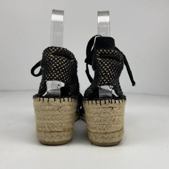 DIEGOS Lola Lace-Up Ribbons Rope Sole & Leather Handcrafted Black Espadrilles 39 - Picture 8 of 12